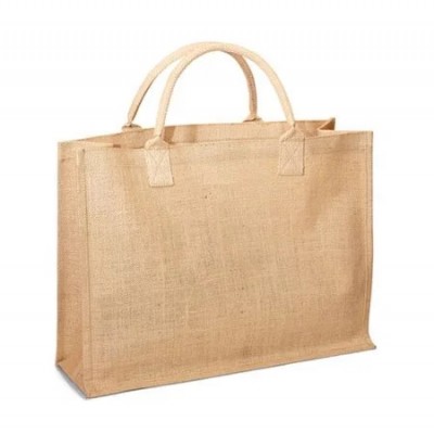 natural screen printed burlap jute shopping bag hessian linen jute  bag with rope handle