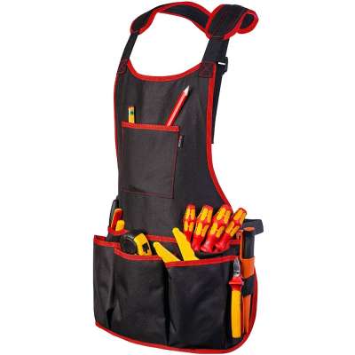 NoCry Professional Canvas Work Apron with 16 Tool Pockets, Fully Adjustable, Waterproof & Protective, Black